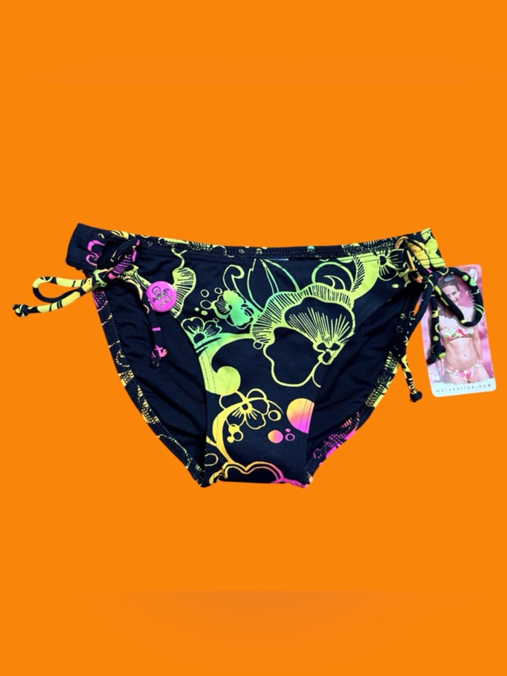 Maia black and neon bikini bottom